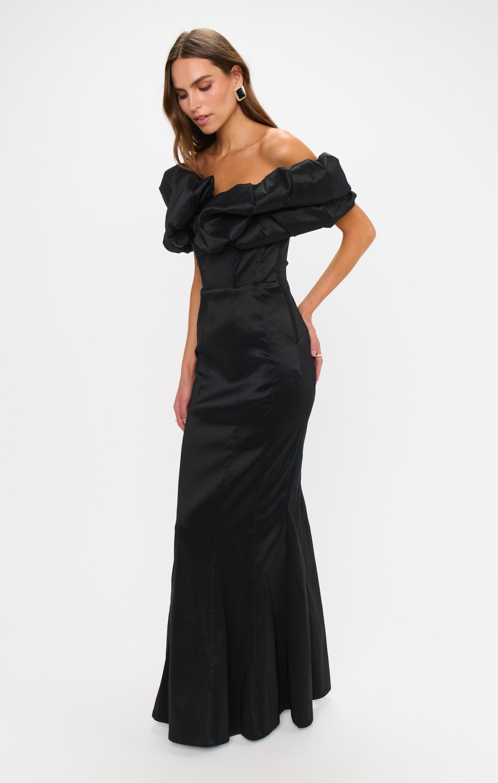 Major Drama Maxi Dress ~ Black Taffeta