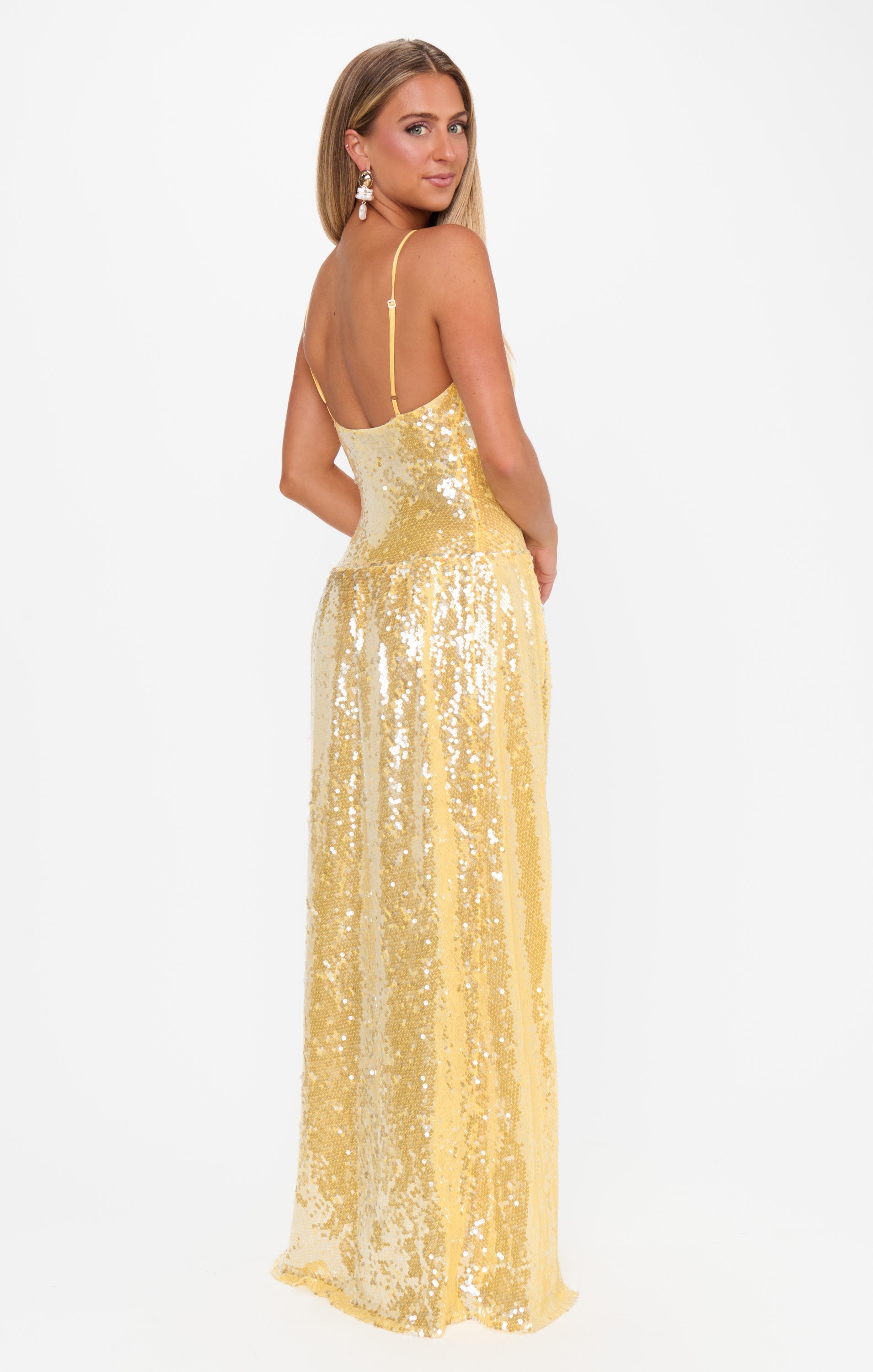 Gwen Maxi Dress ~ Yellow Shimmery Sequins