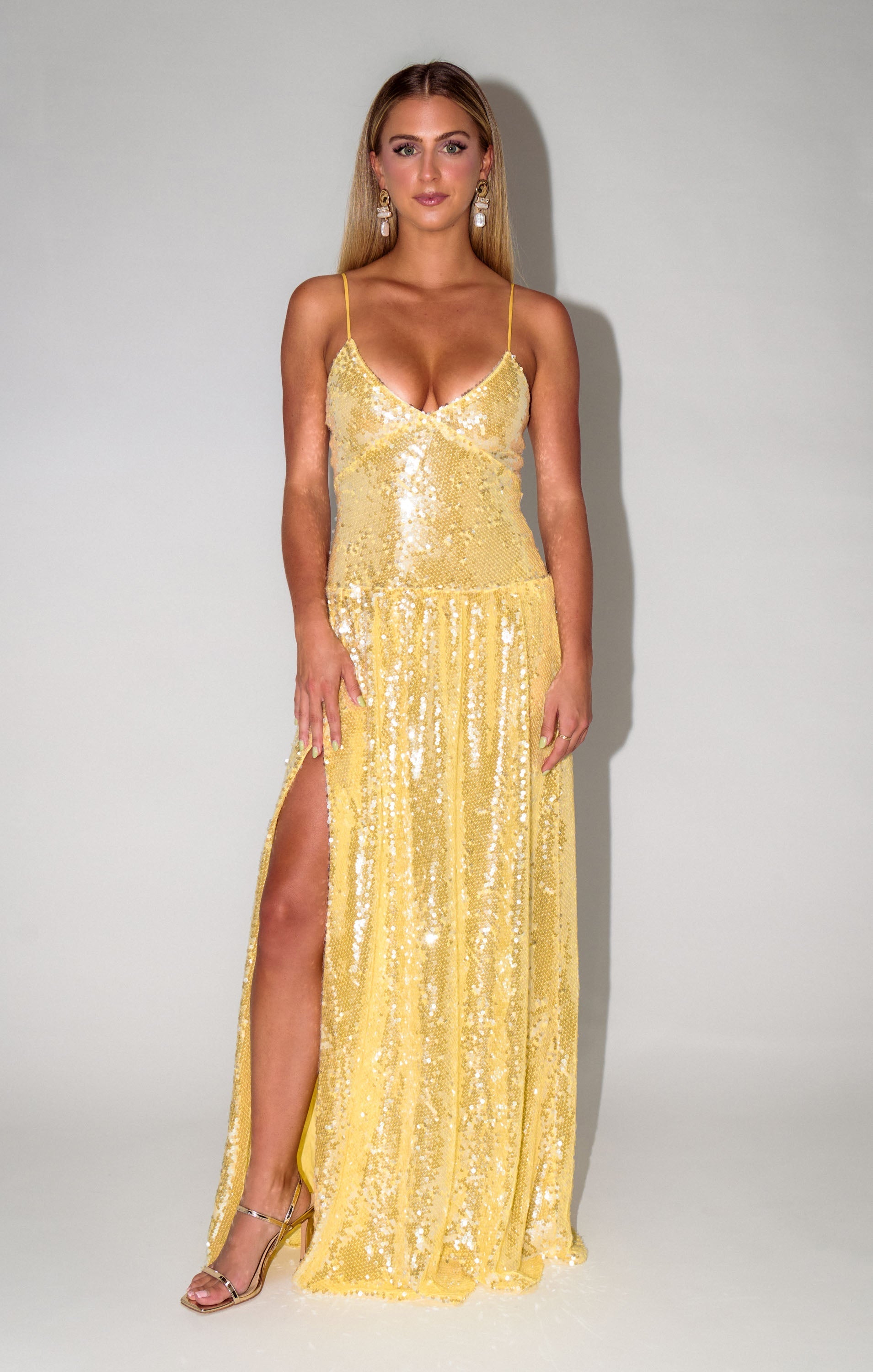 Gwen Maxi Dress ~ Yellow Shimmery Sequins