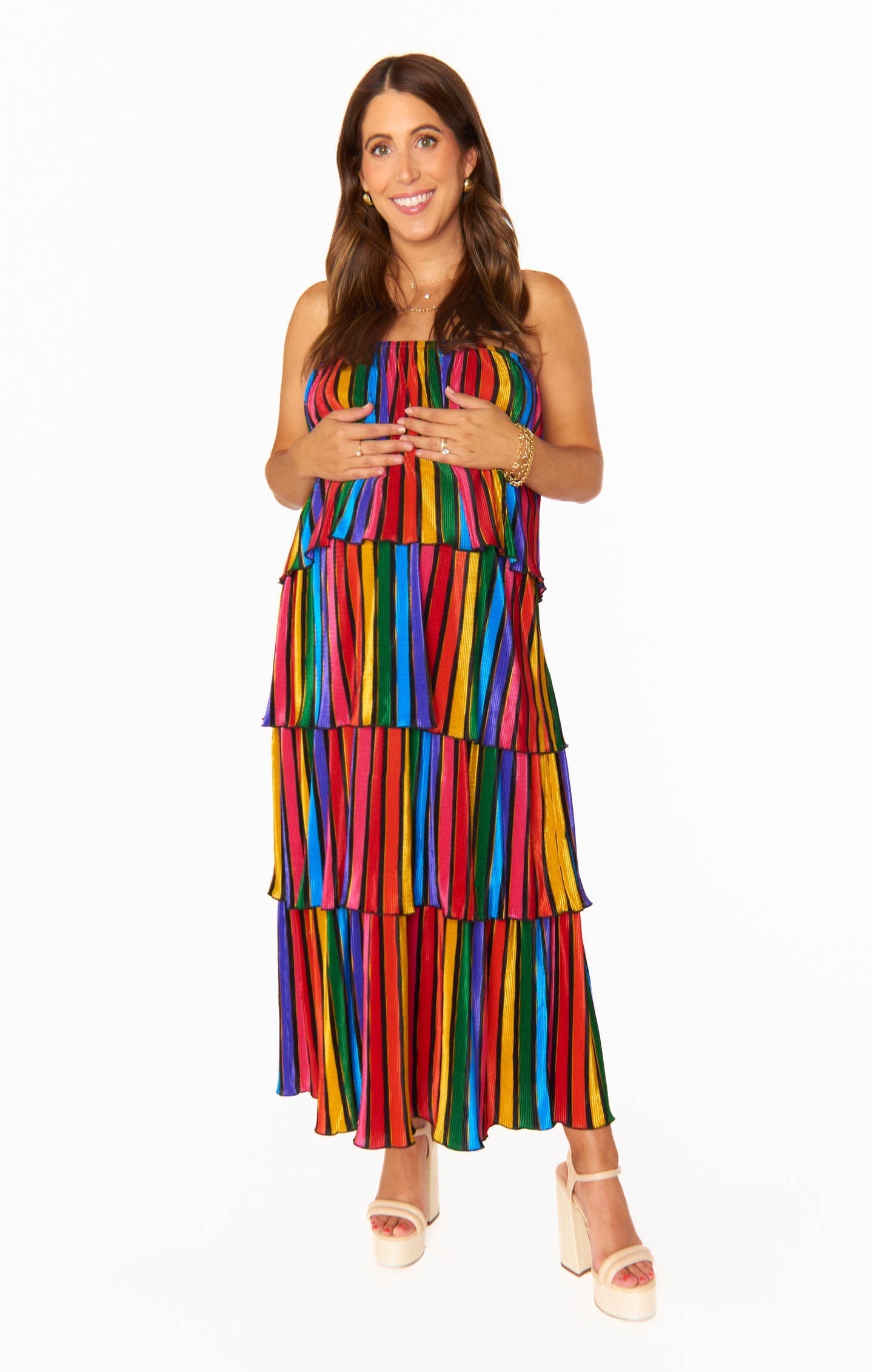 Lana Midi Dress ~ Rainbow Parade Pleat