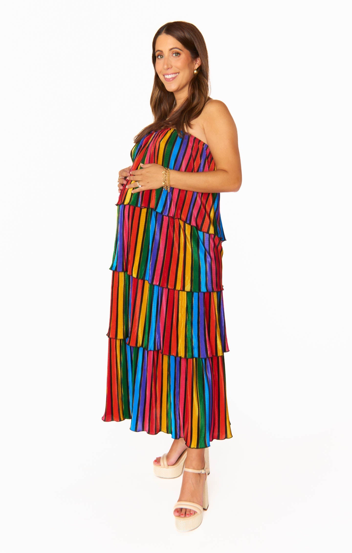 Lana Midi Dress ~ Rainbow Parade Pleat