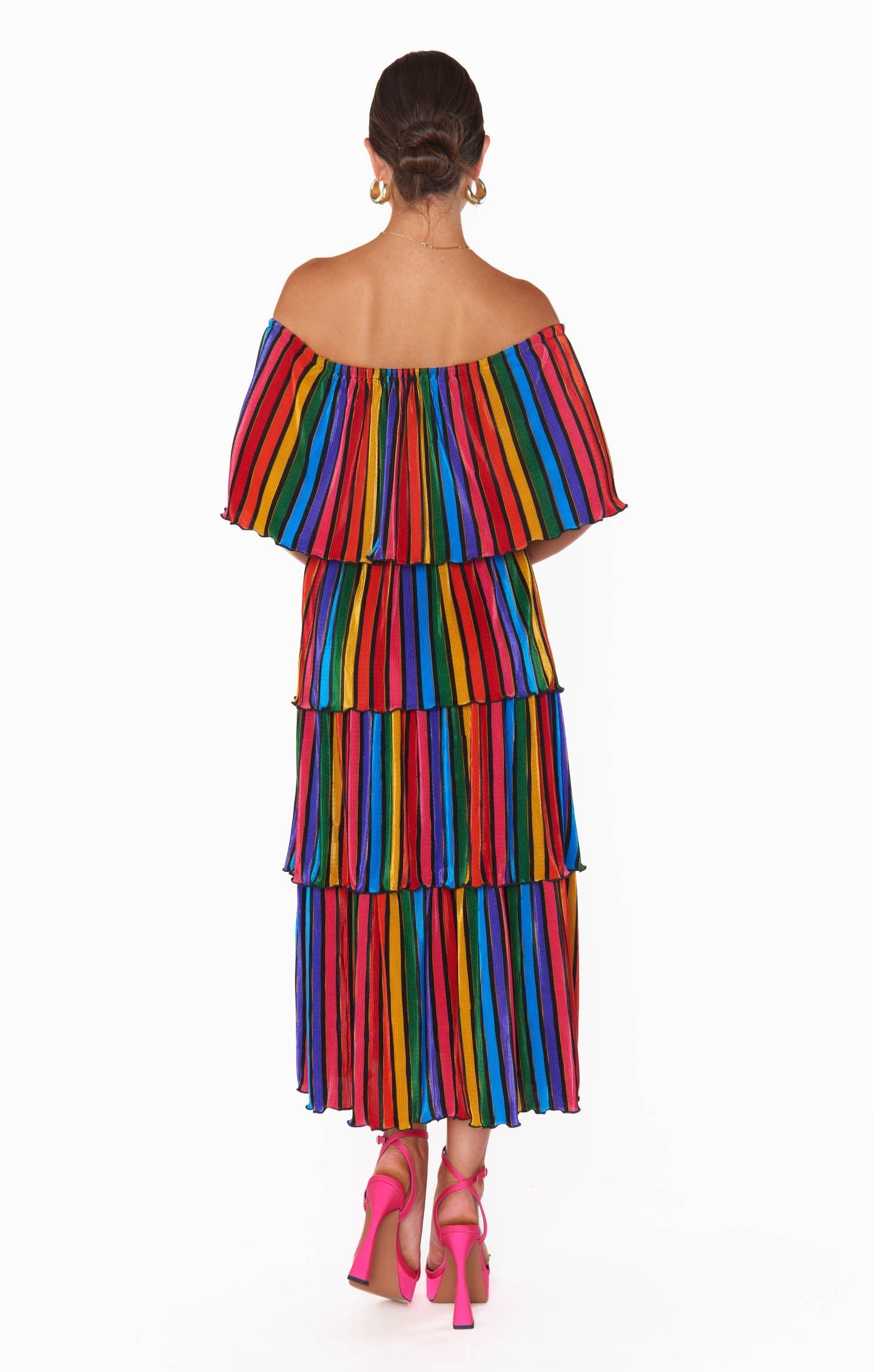 Lana Midi Dress ~ Rainbow Parade Pleat