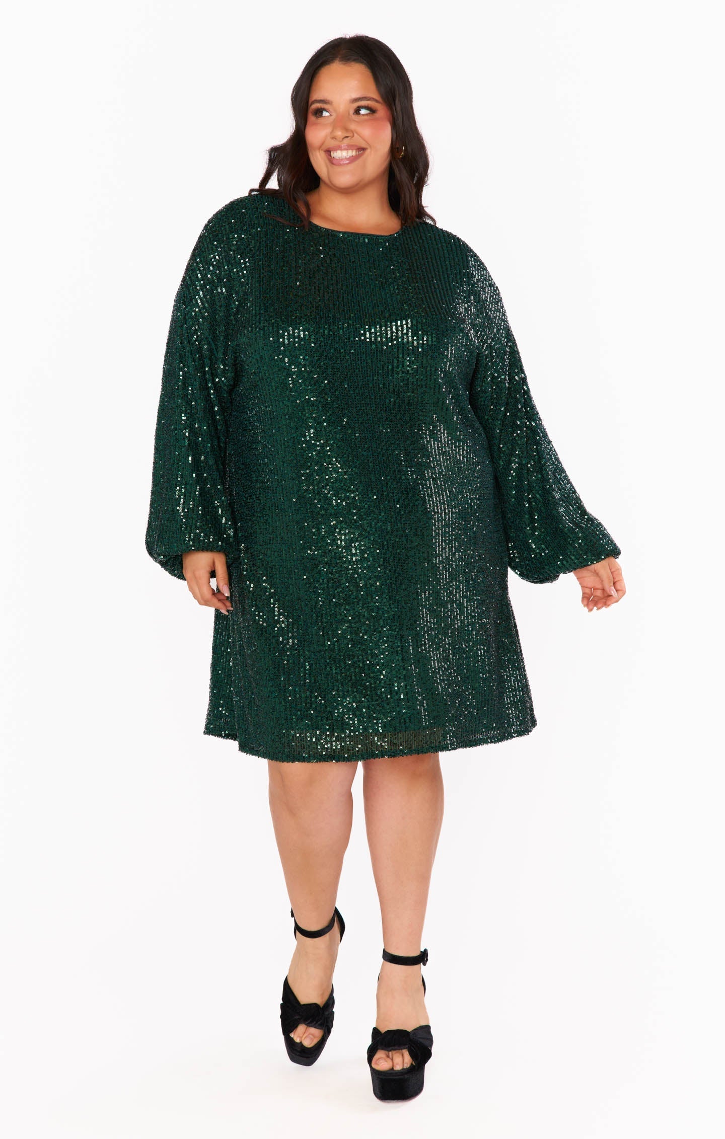 Sure Thing Mini Dress ~ Emerald Sequins