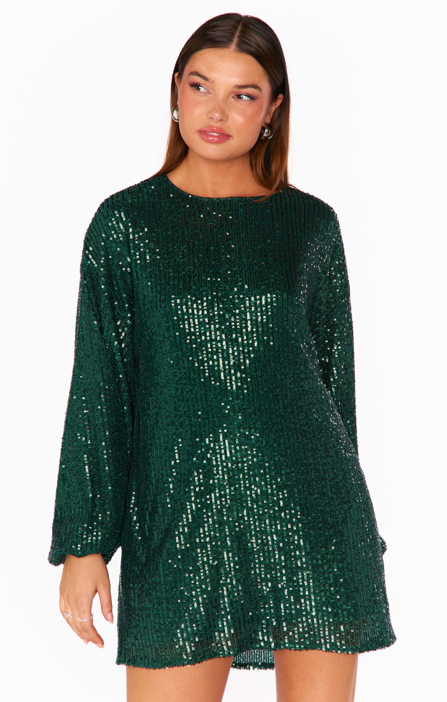 Sure Thing Mini Dress ~ Emerald Sequins