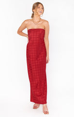Taylor Tube Dress ~ Red Checkerboard Satin