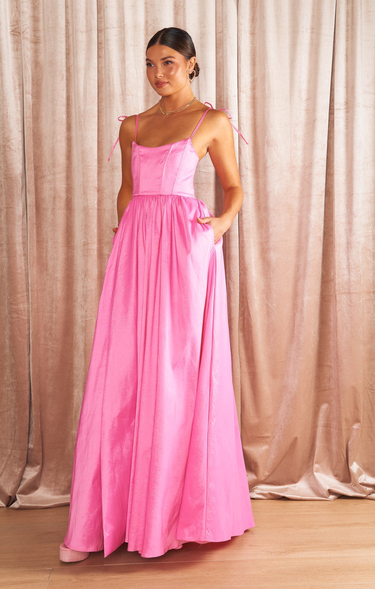 Juliet Maxi Dress ~ Pink Taffeta