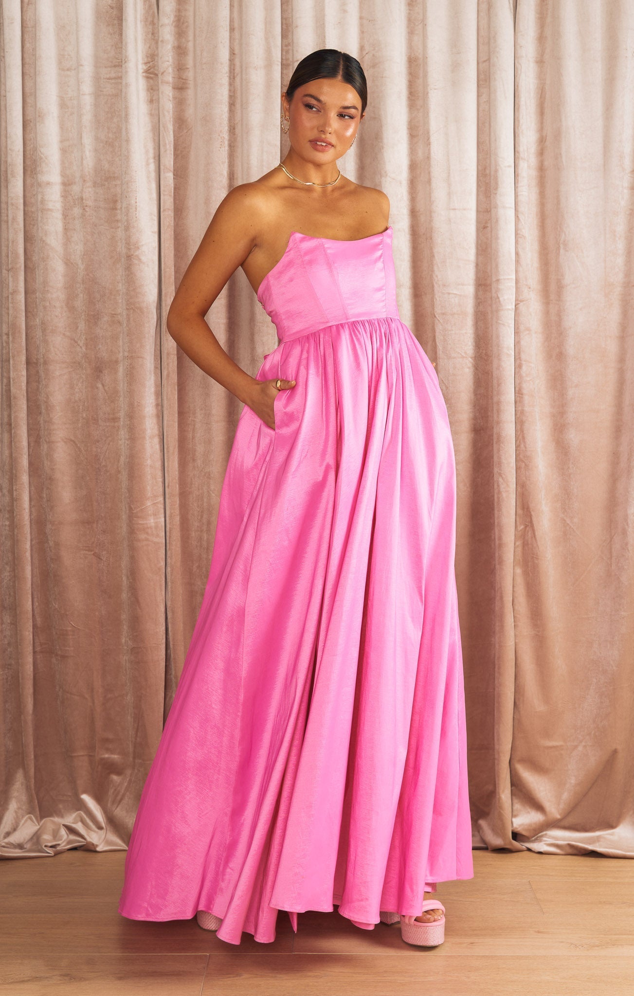 Juliet Maxi Dress ~ Pink Taffeta