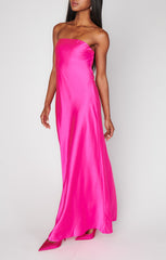 Taylor Tube Dress ~ Hot Pink Luxe Satin