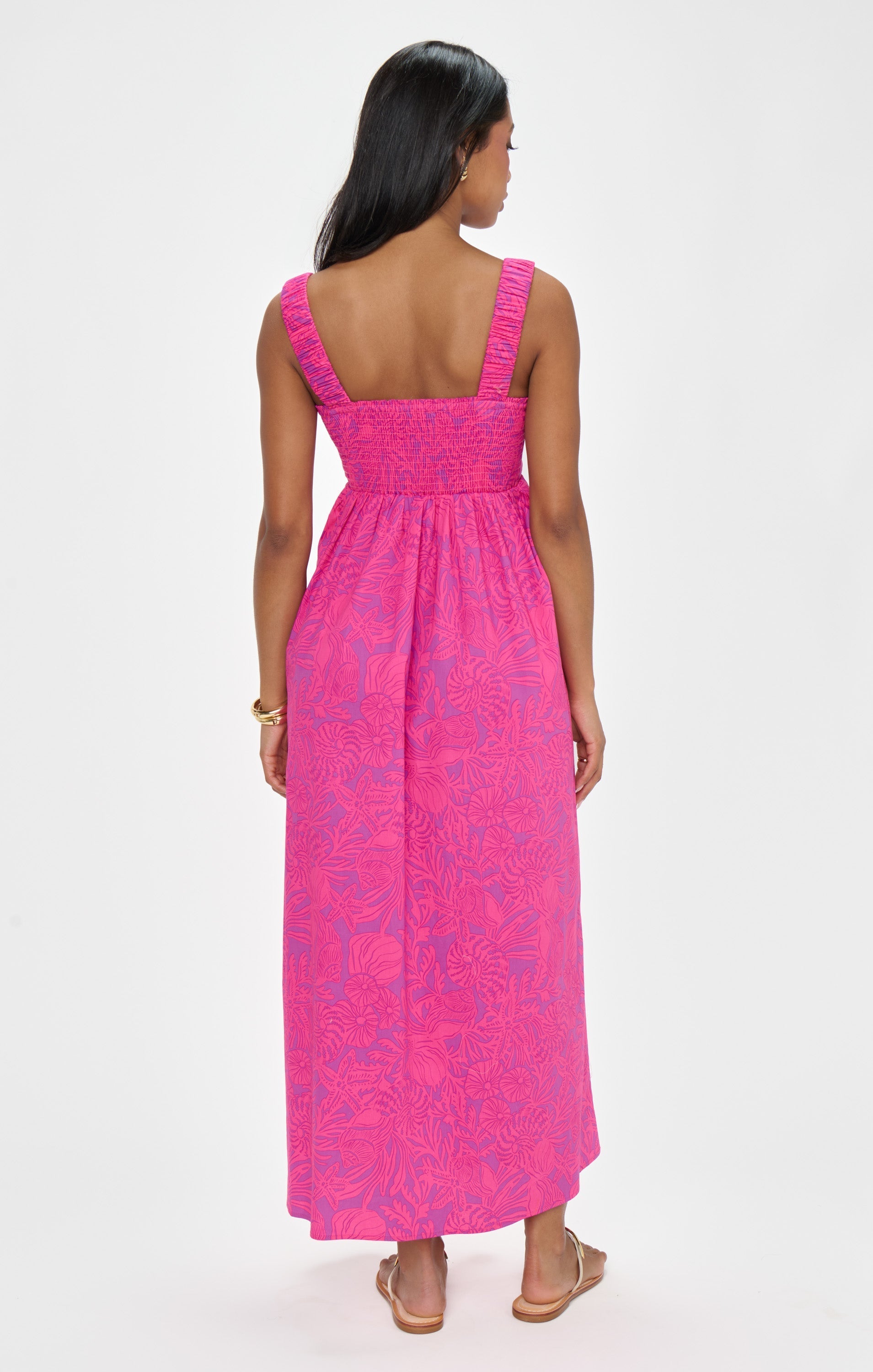 Fling Midi Dress ~ Pink Shells Poplin