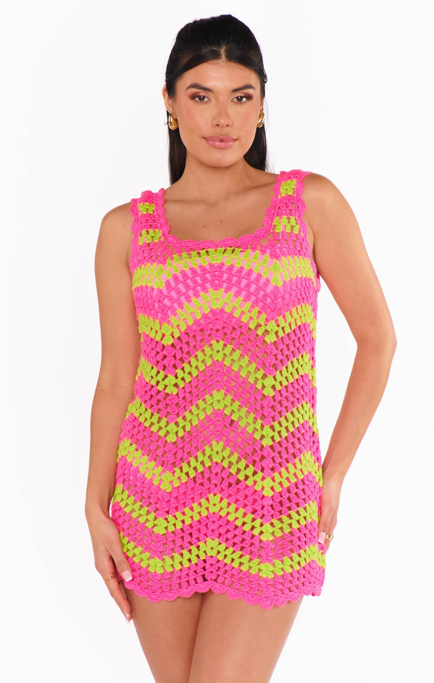 Tara Mini Dress ~ Watermelon Wave Crochet