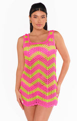 Tara Mini Dress ~ Watermelon Wave Crochet