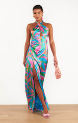 Adele Halter Maxi Dress ~ Guava Punch