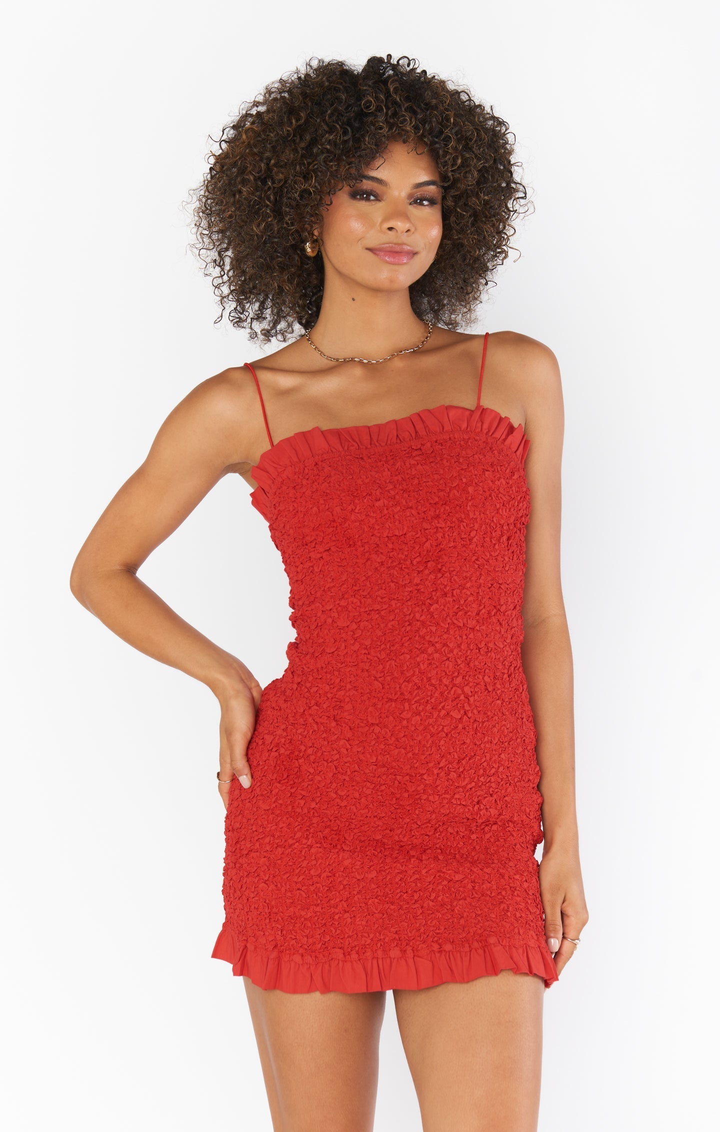 Be Mine Mini Dress ~ Red Texture Stretch