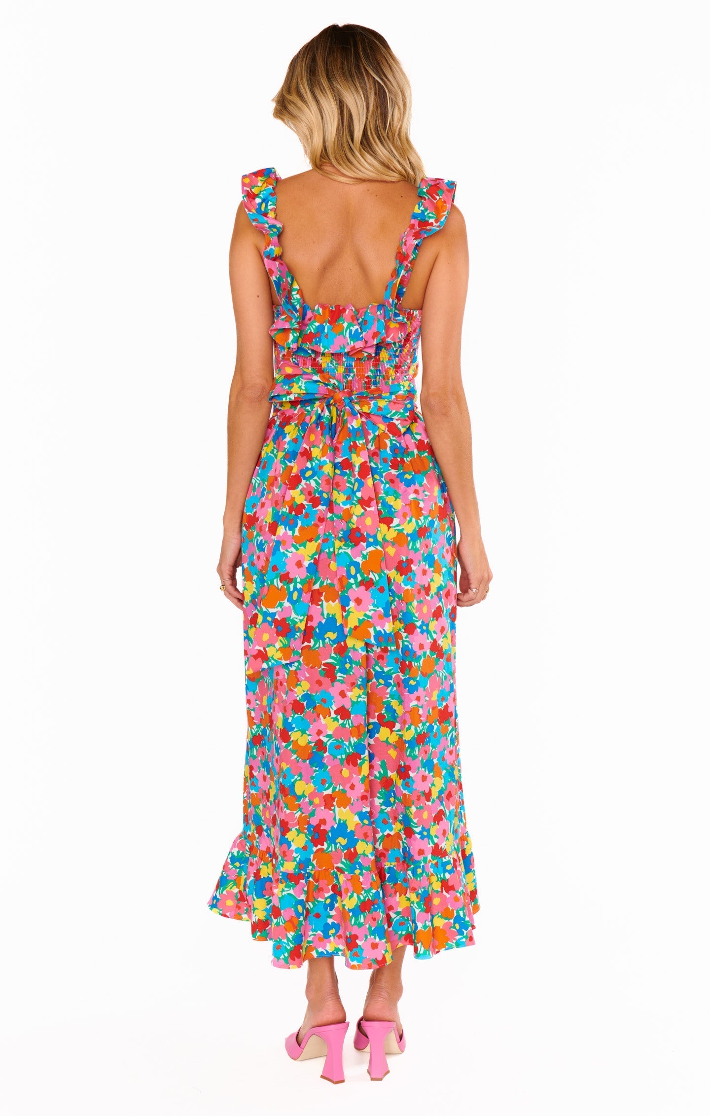 Alexis Midi Dress ~ Bright Begonias