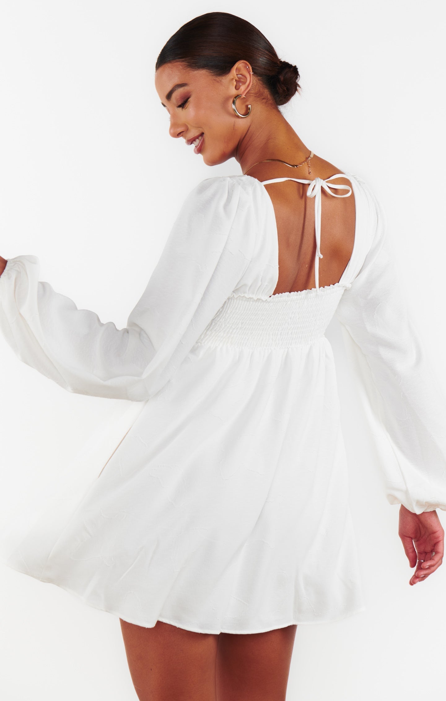 Marianna Mini Dress ~ White Clip Butterfly