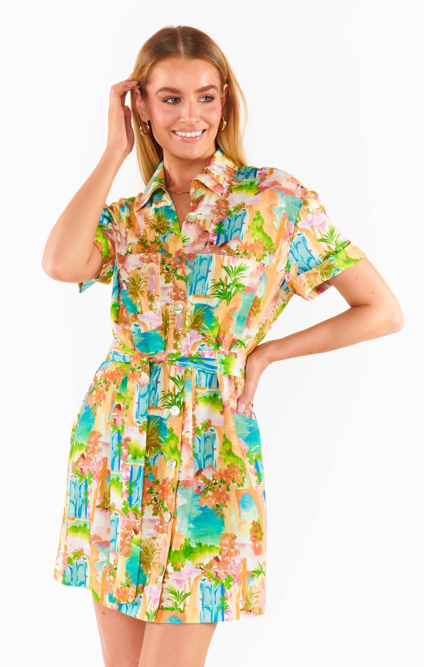 Marsala Shirt Dress ~ Palermo Spritz Linen