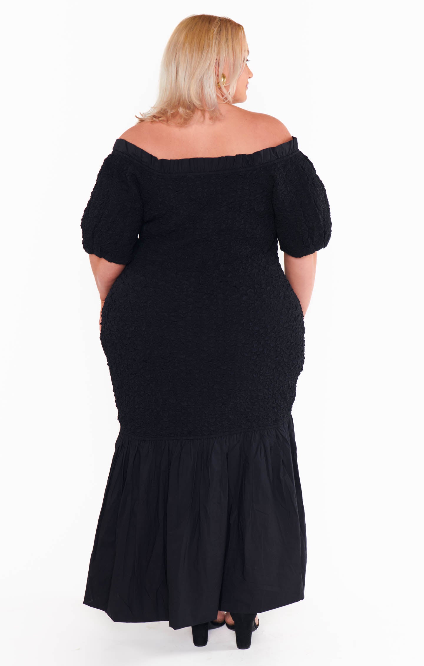 Rom Com Midi Dress ~ Black Texture Stretch