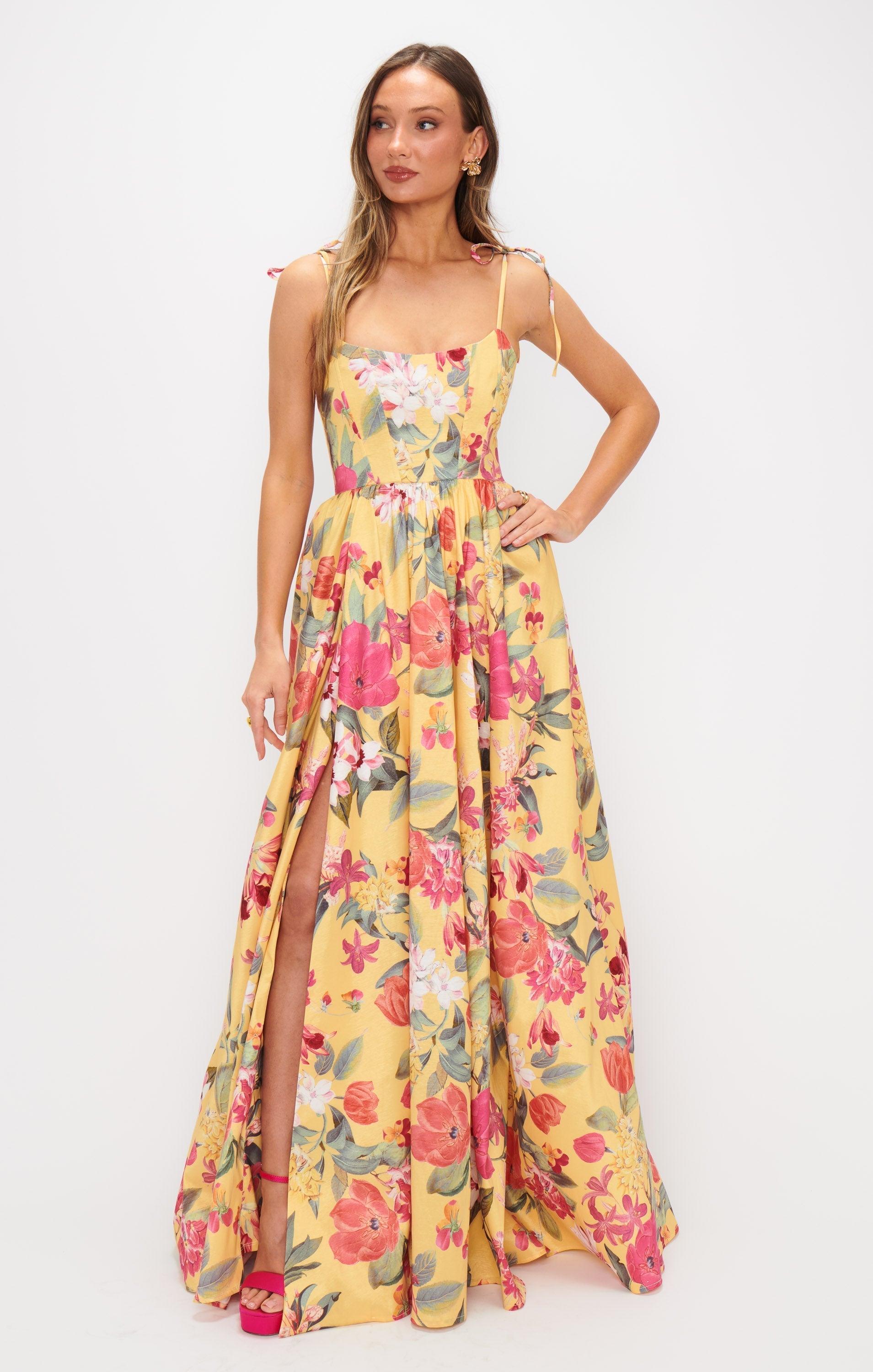 Juliet Maxi Dress ~ Mimosa Floral Taffeta