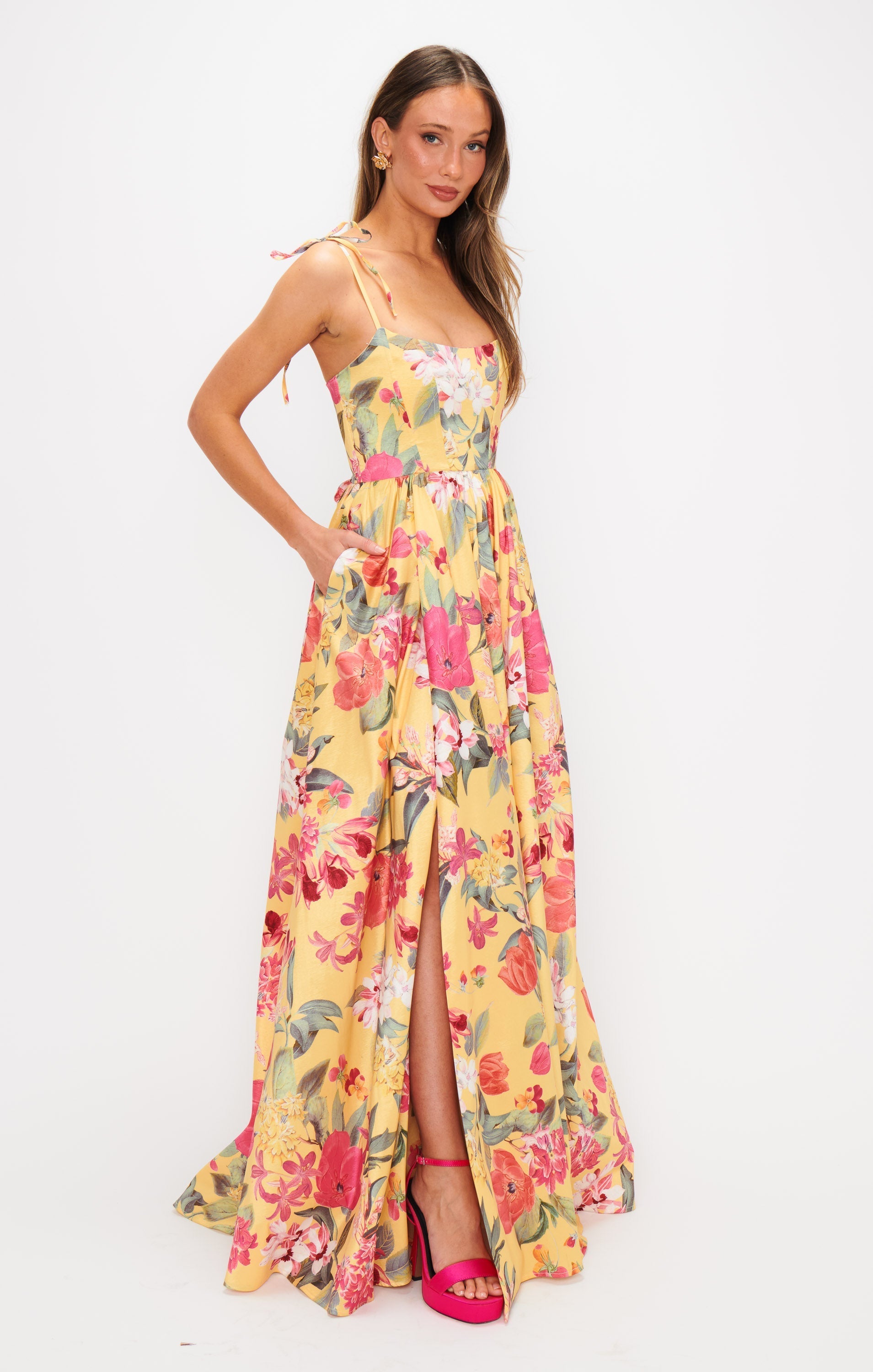 Juliet Maxi Dress ~ Mimosa Floral Taffeta