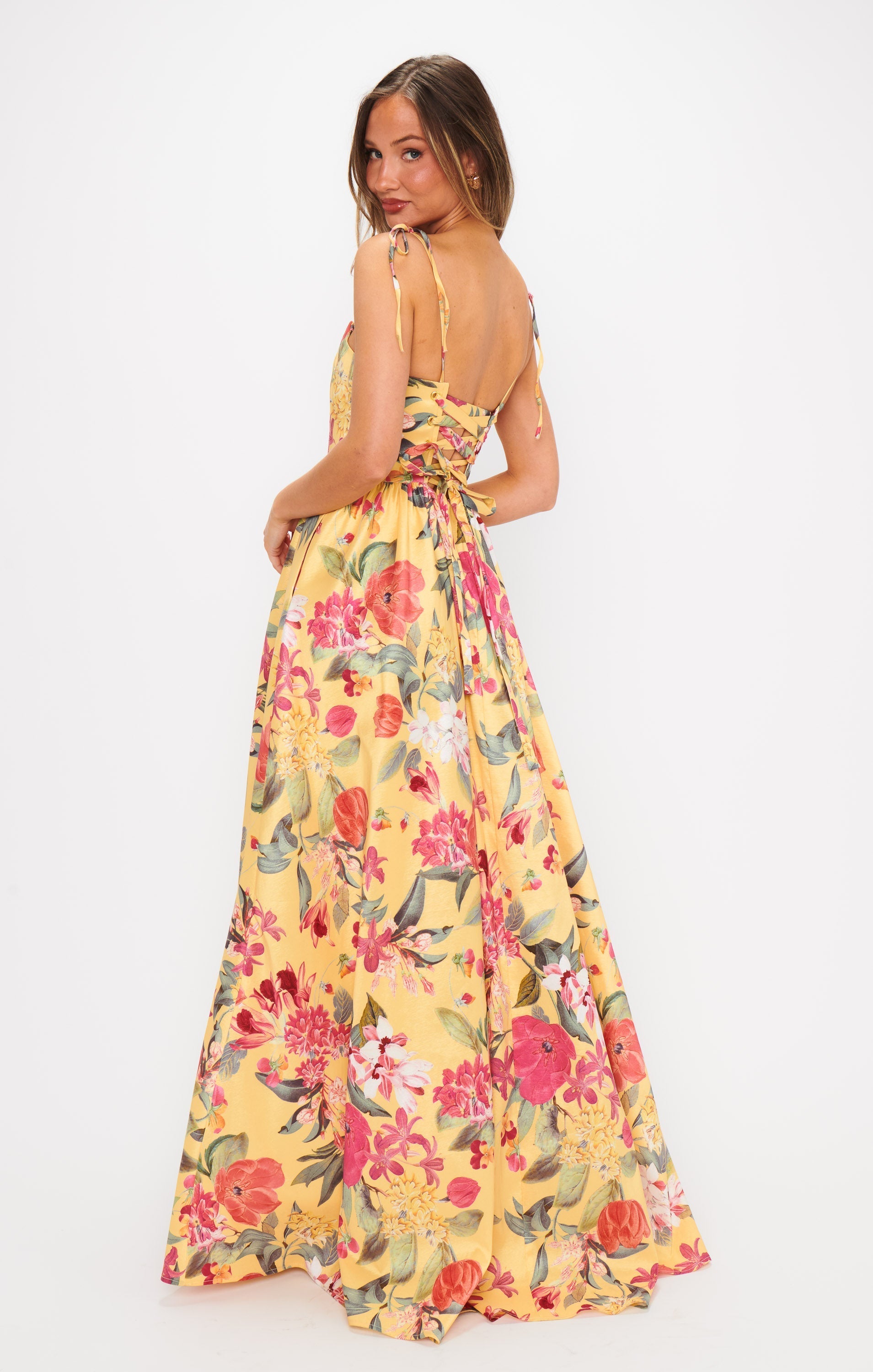 Juliet Maxi Dress ~ Mimosa Floral Taffeta