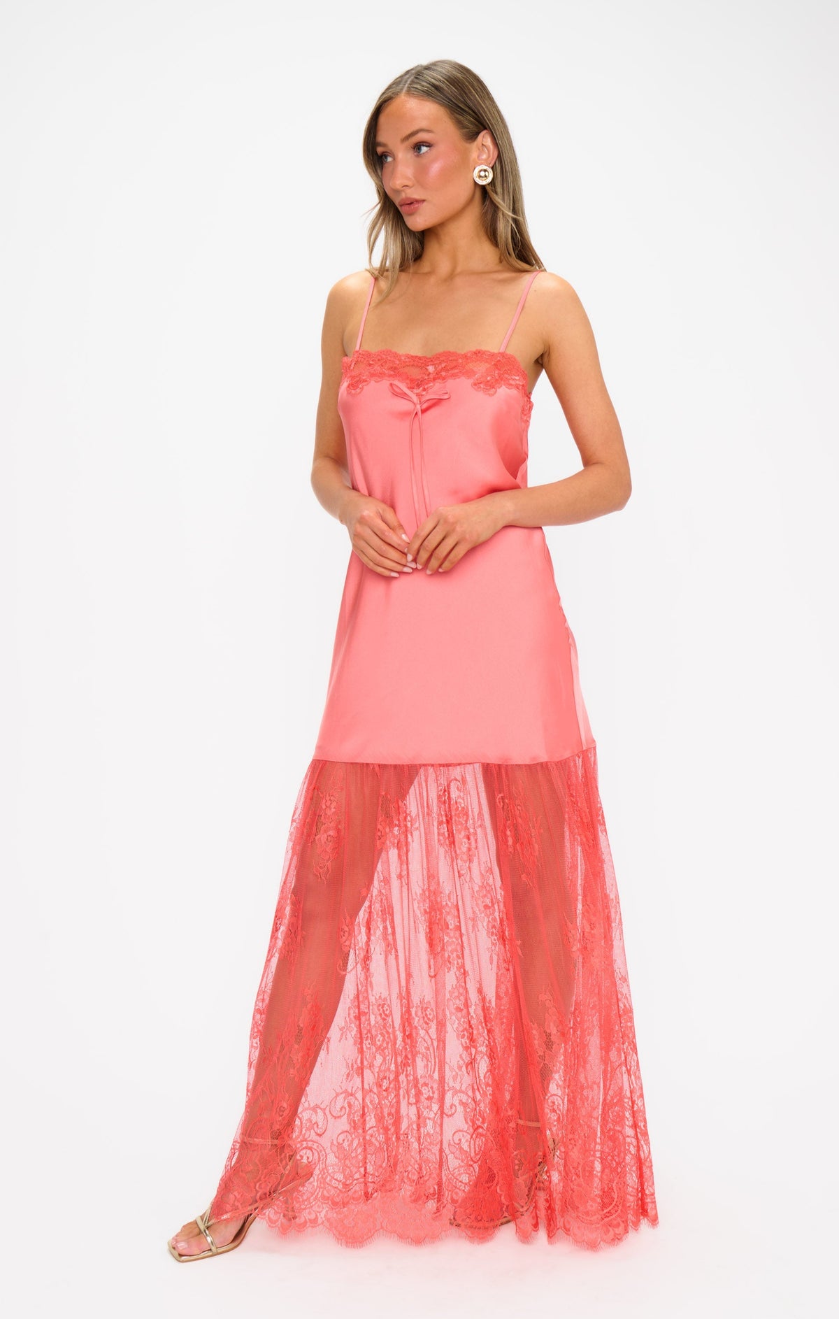 Celine Dress ~ Coral Luxe Satin