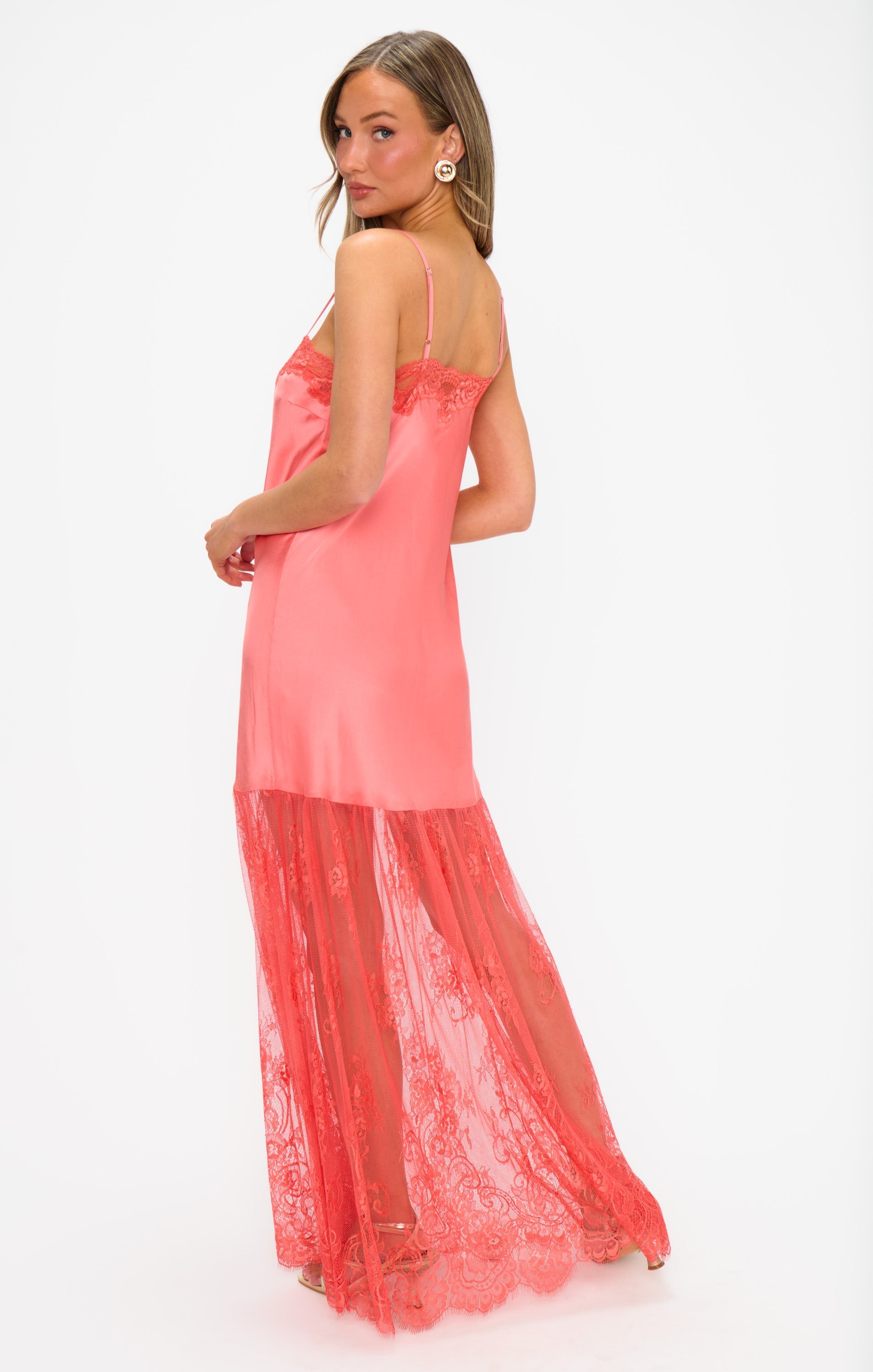 Celine Dress ~ Coral Luxe Satin