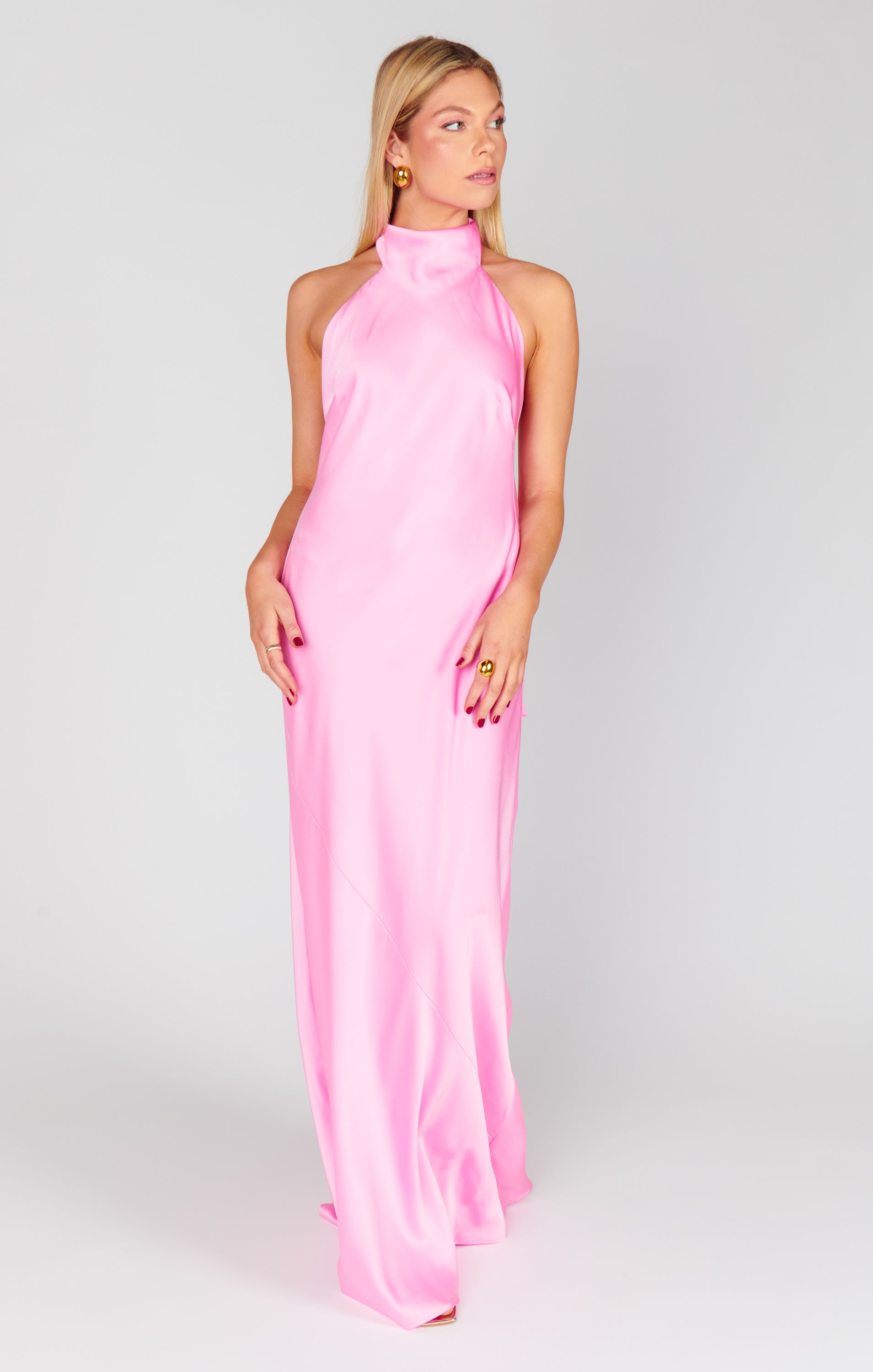 Lisa Maxi Dress ~ Pink Luxe Satin
