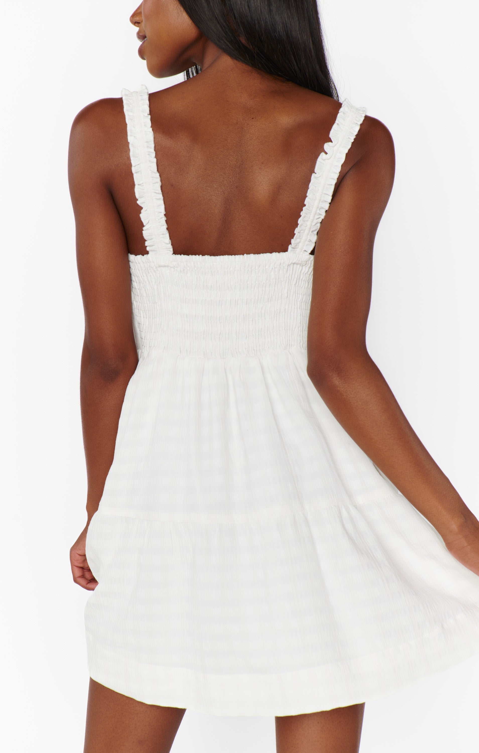 Rosie Mini Dress ~ White Cottage Gingham