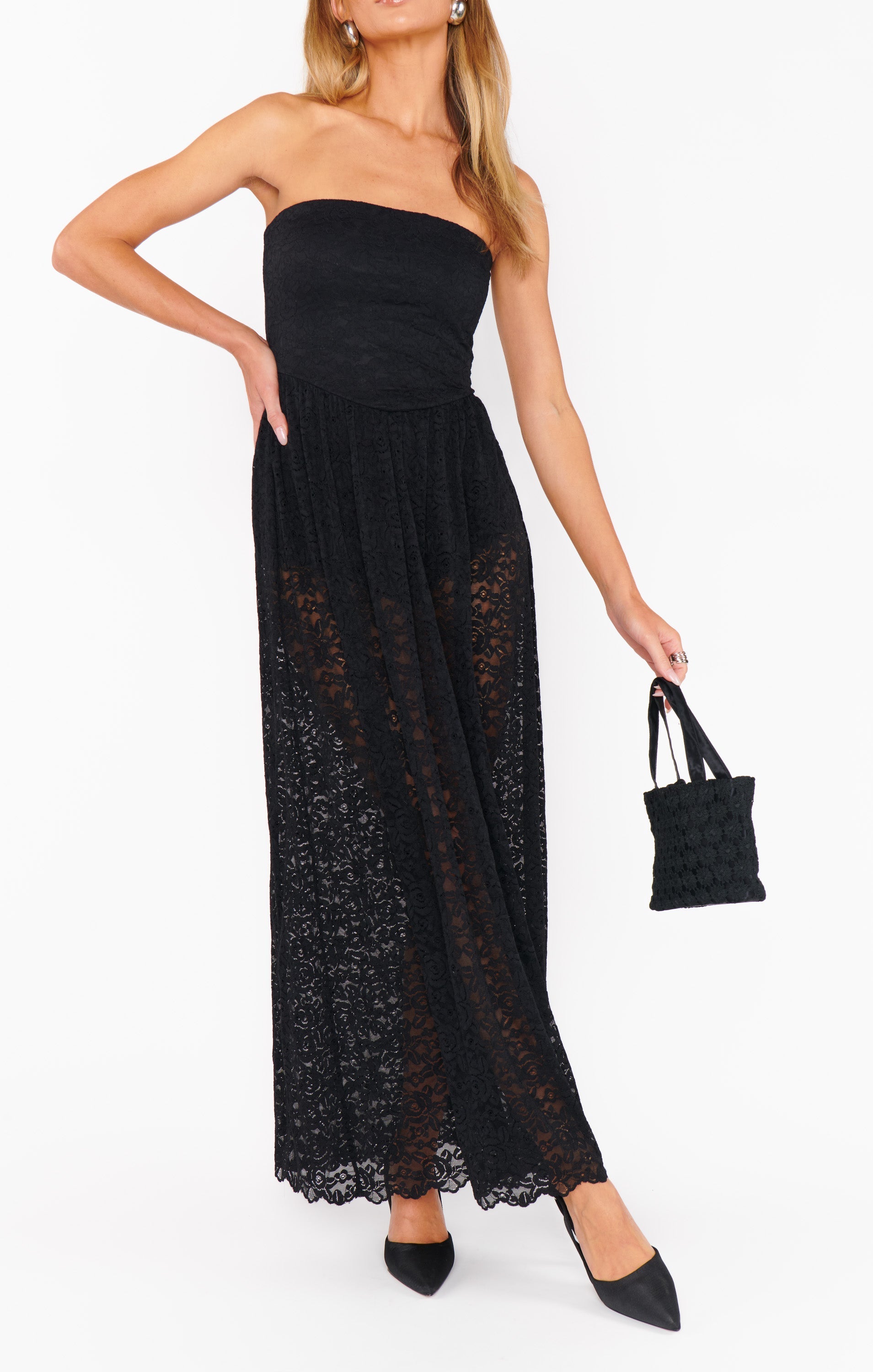 Diana Drop Waist Dress ~ Black Lovely Lace