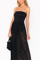 Diana Drop Waist Dress ~ Black Lovely Lace