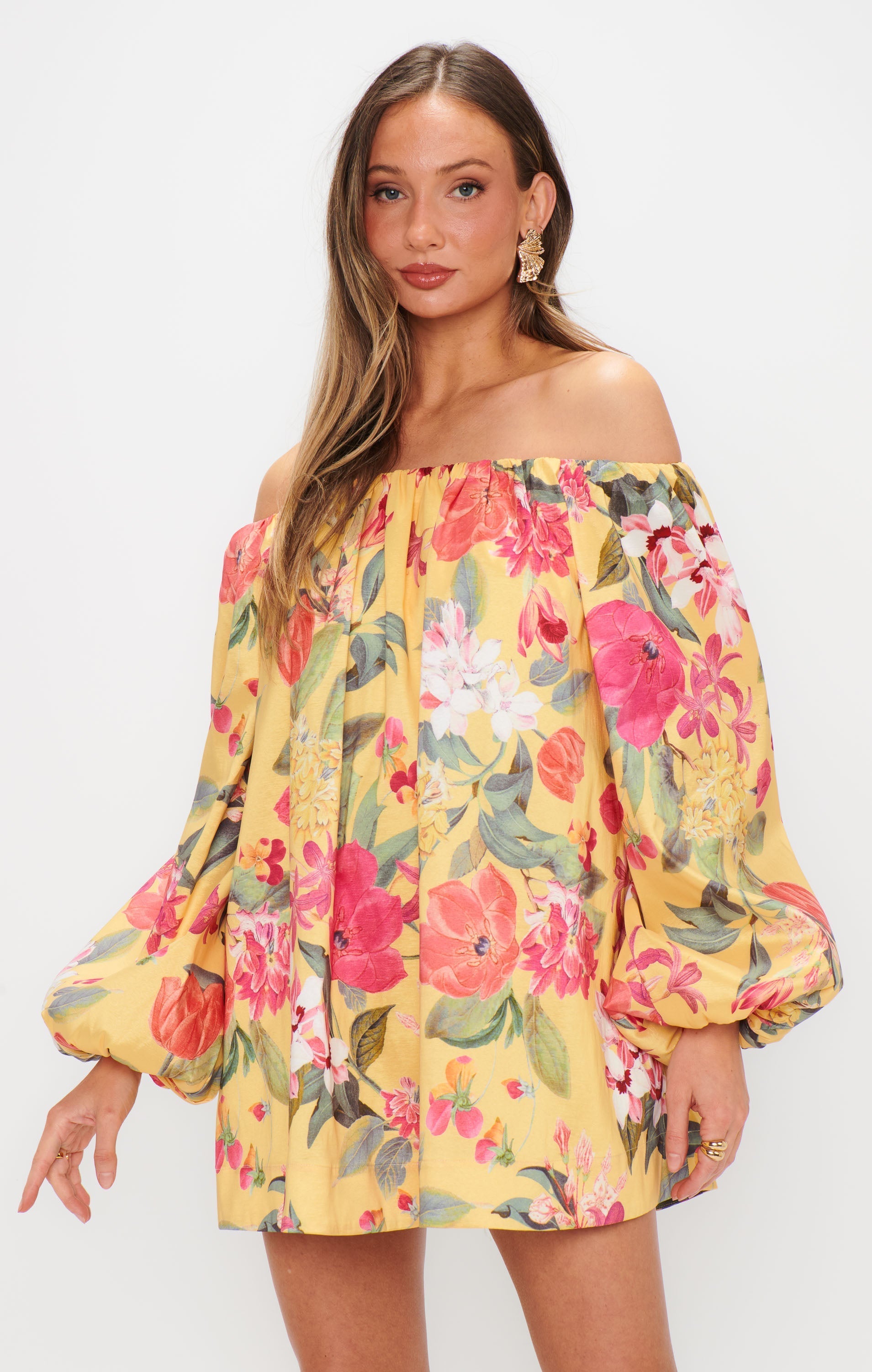 Brenna Mini Dress ~ Mimosa Floral Taffeta