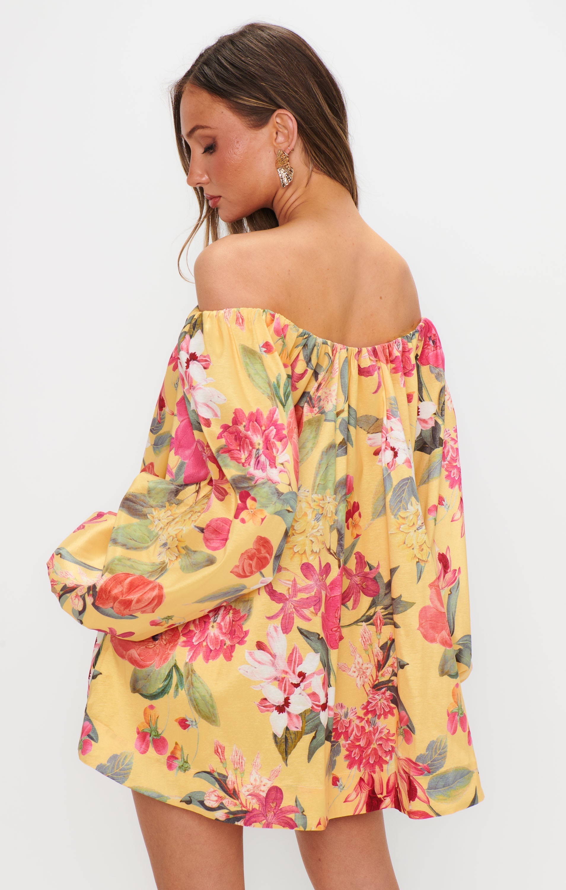 Brenna Mini Dress ~ Mimosa Floral Taffeta