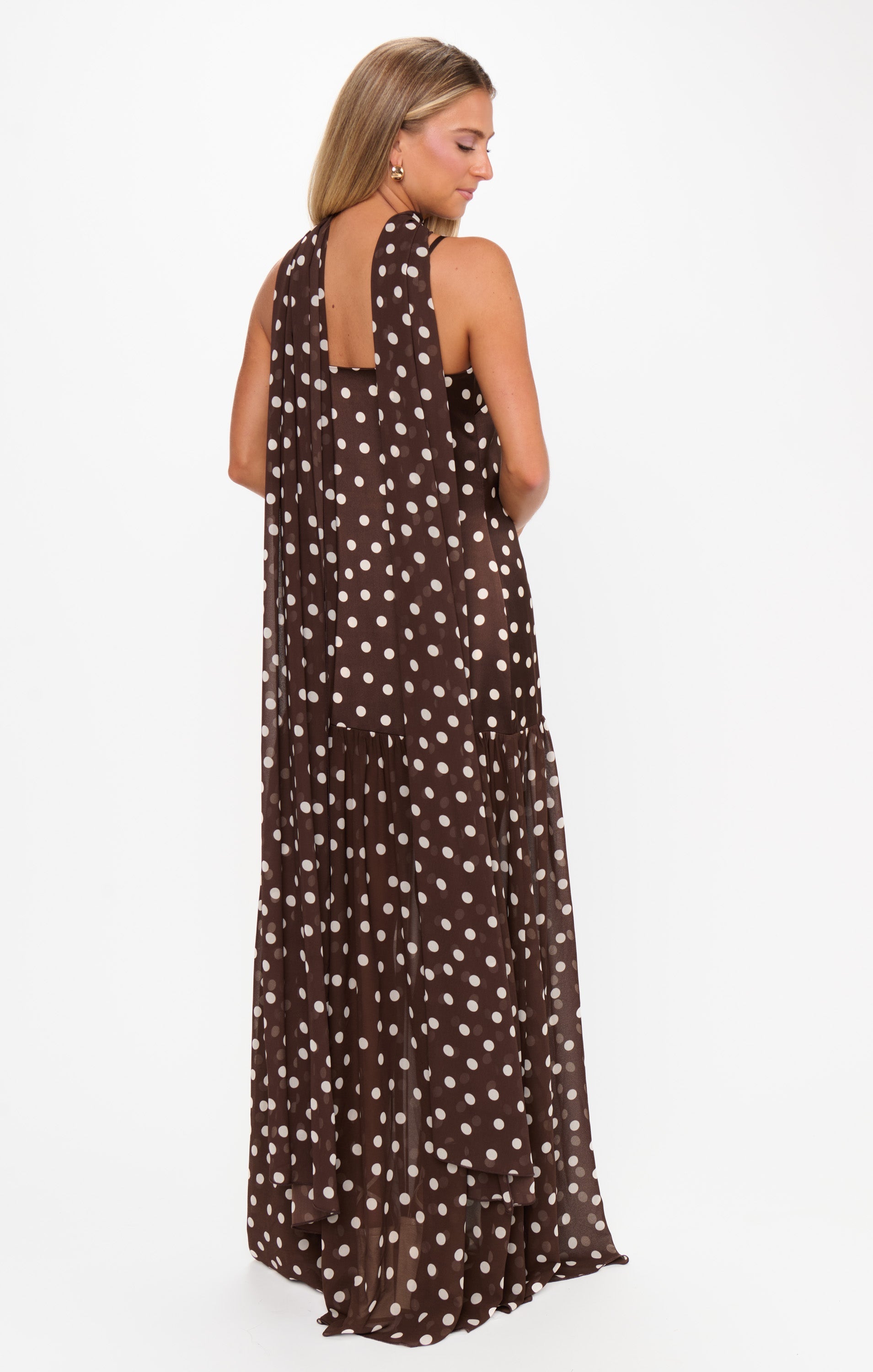 Dalia Maxi Dress ~ Chocolate Brown Polka Dot