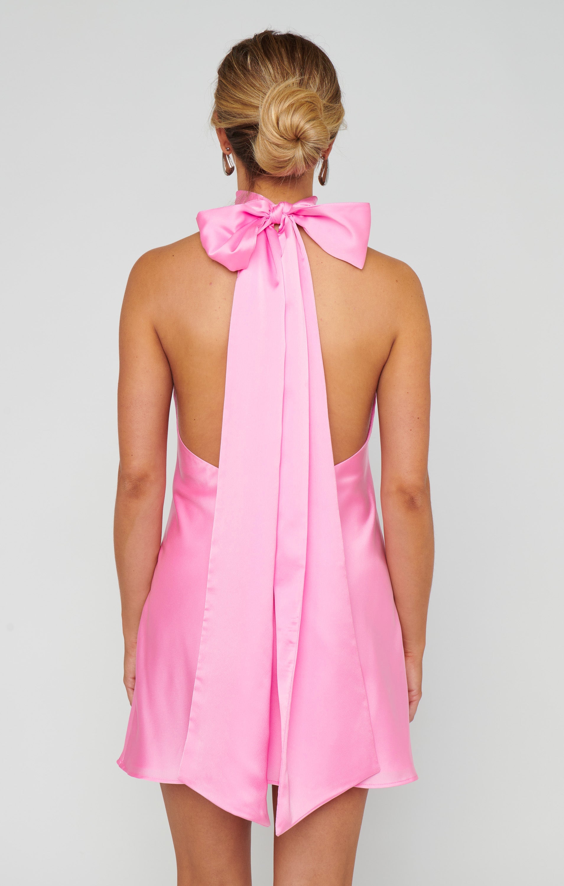 Lisa Mini Dress ~ Pink Luxe Satin