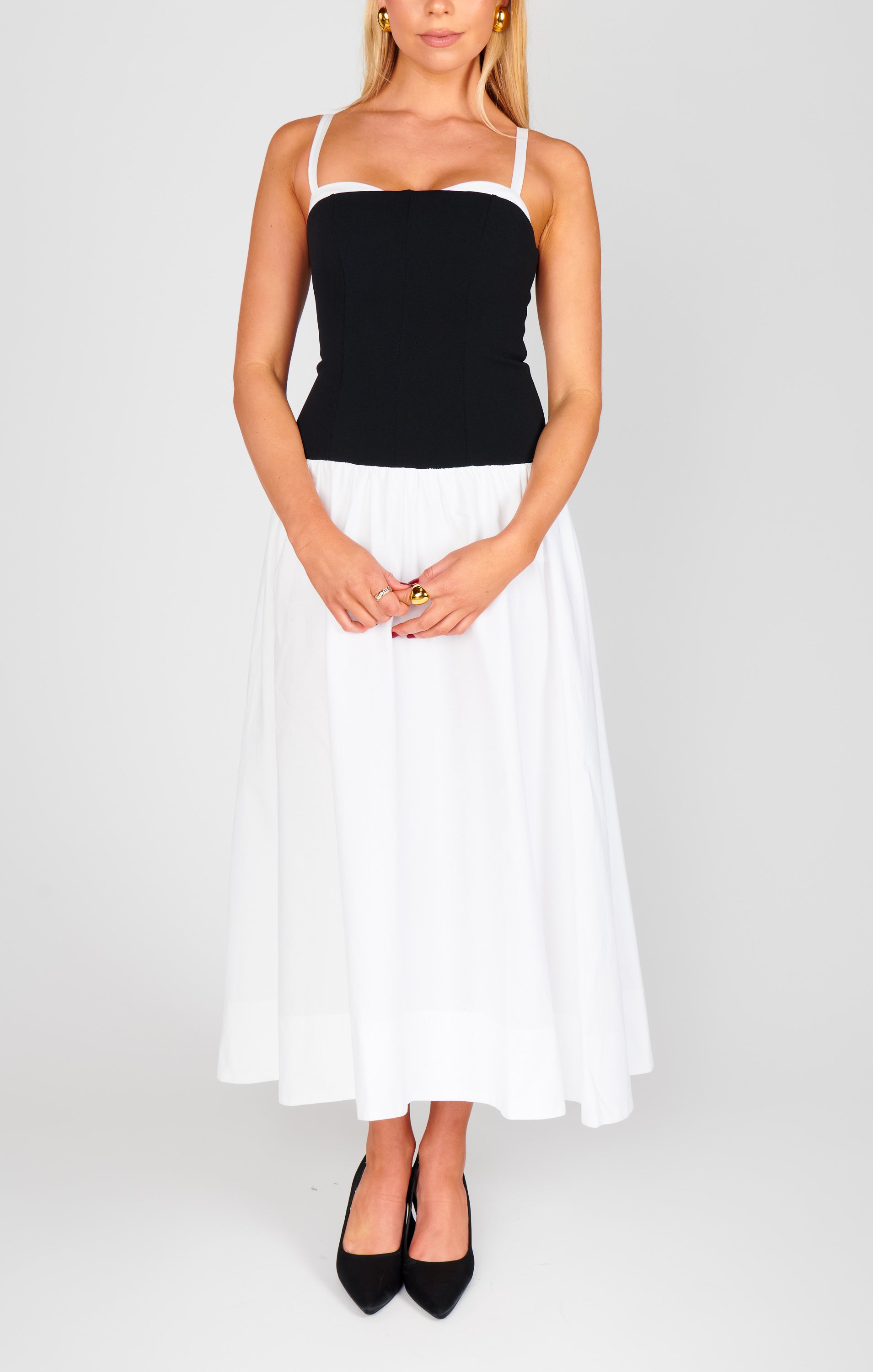 Hepburn Midi Dress ~ Black and White