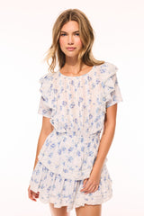 Natasha Upcycled Cotton Mini Dress - DIGITAL BLUE