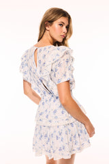 Natasha Upcycled Cotton Mini Dress - DIGITAL BLUE