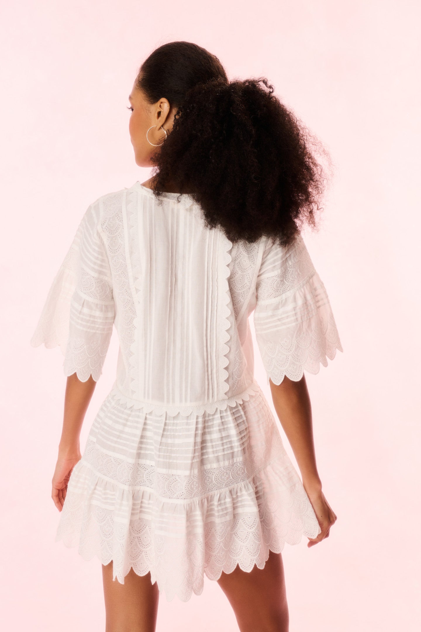 Orcia Cotton Scalloped Mini Dress