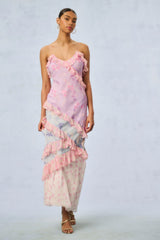 Rialto Silk Mixed Heirloom Print Dress