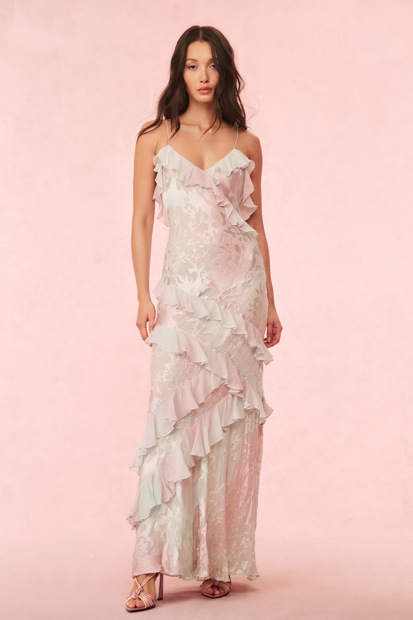 Rialto Pastel Ruffle Maxi Dress