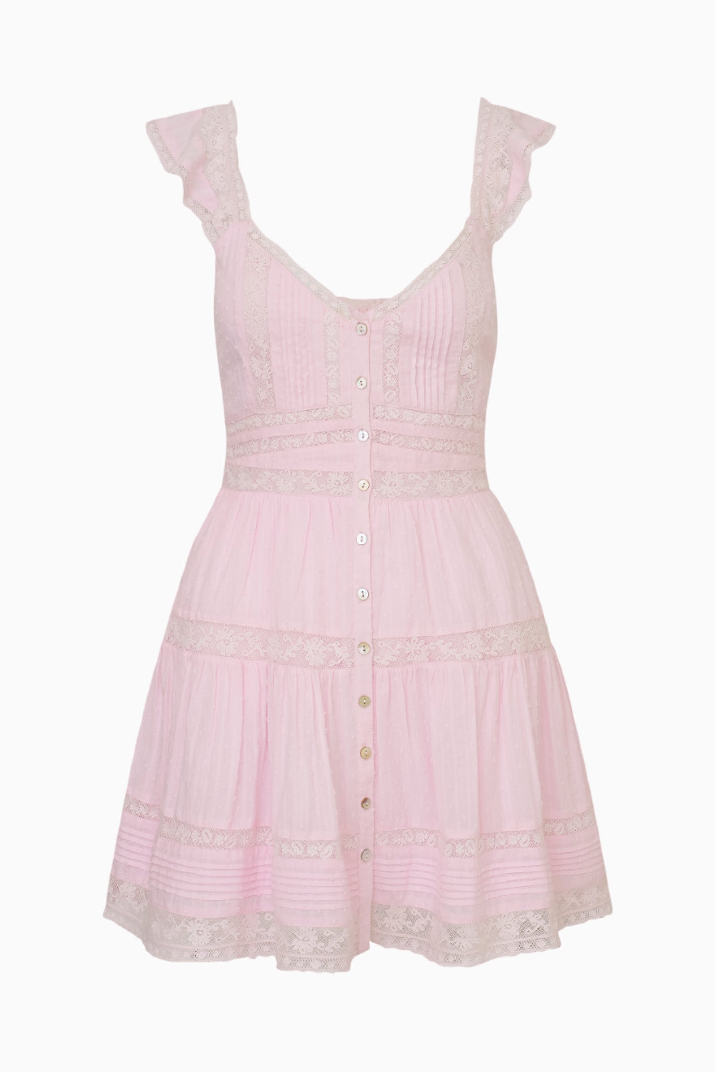 Rietta Cotton Lace-Trimmed Mini Dress - BALLERINA PINK