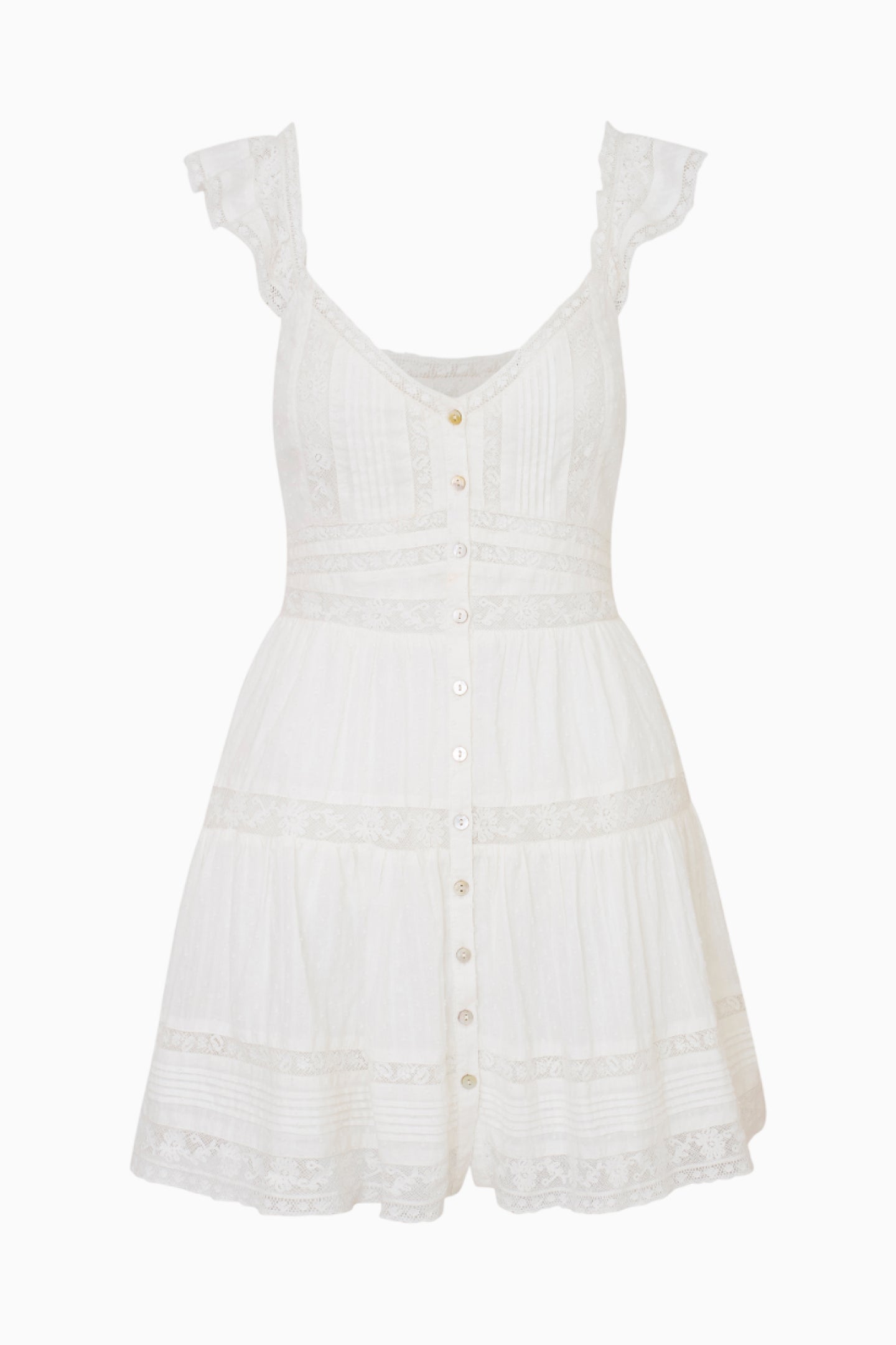 Rietta Cotton Lace-Trimmed Mini Dress