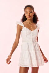 Rietta Cotton Lace-Trimmed Mini Dress