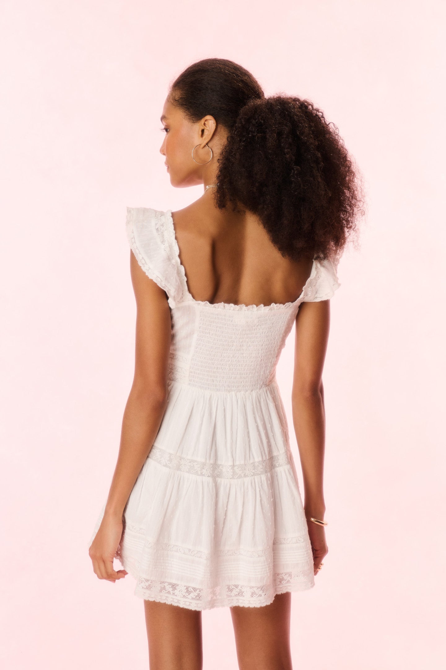 Rietta Cotton Lace-Trimmed Mini Dress