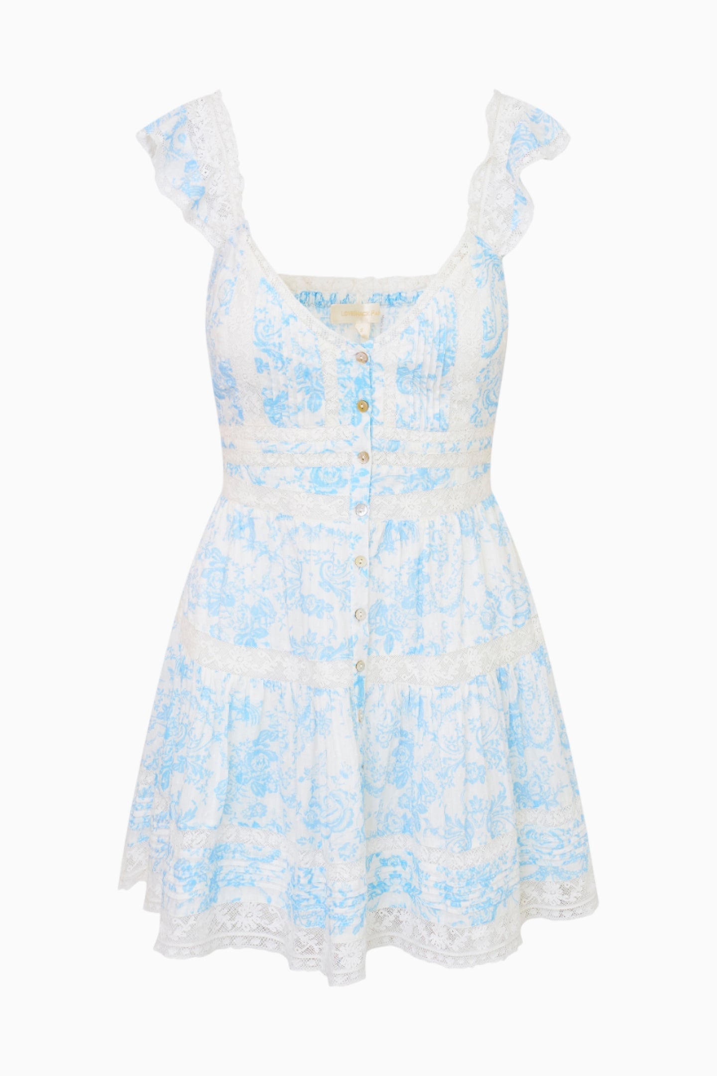 Rietta Cotton Lace-Trimmed Mini Dress - BLUE COVE