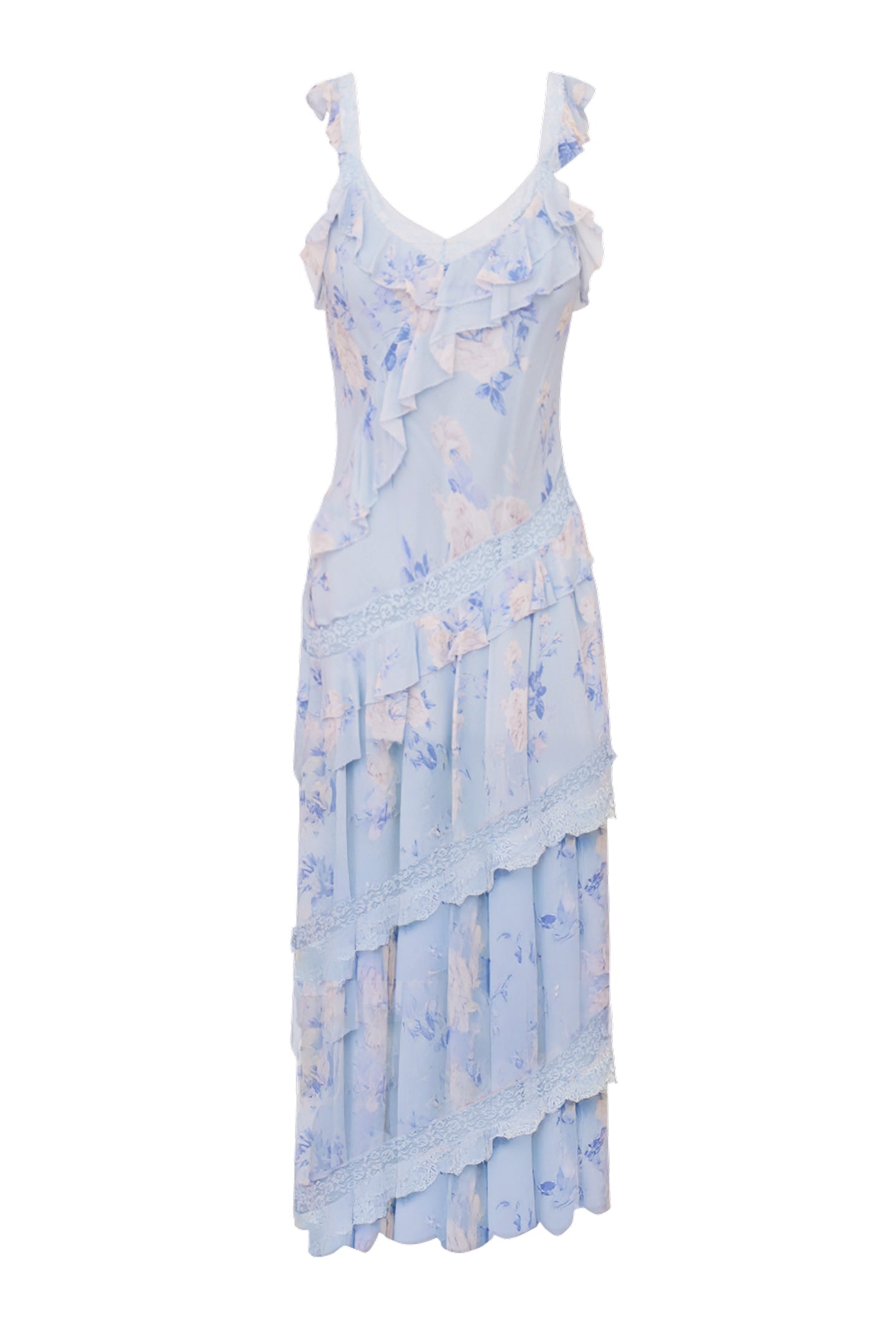 Radiance Fragrance Print Maxi Dress - WHISPER BLUE