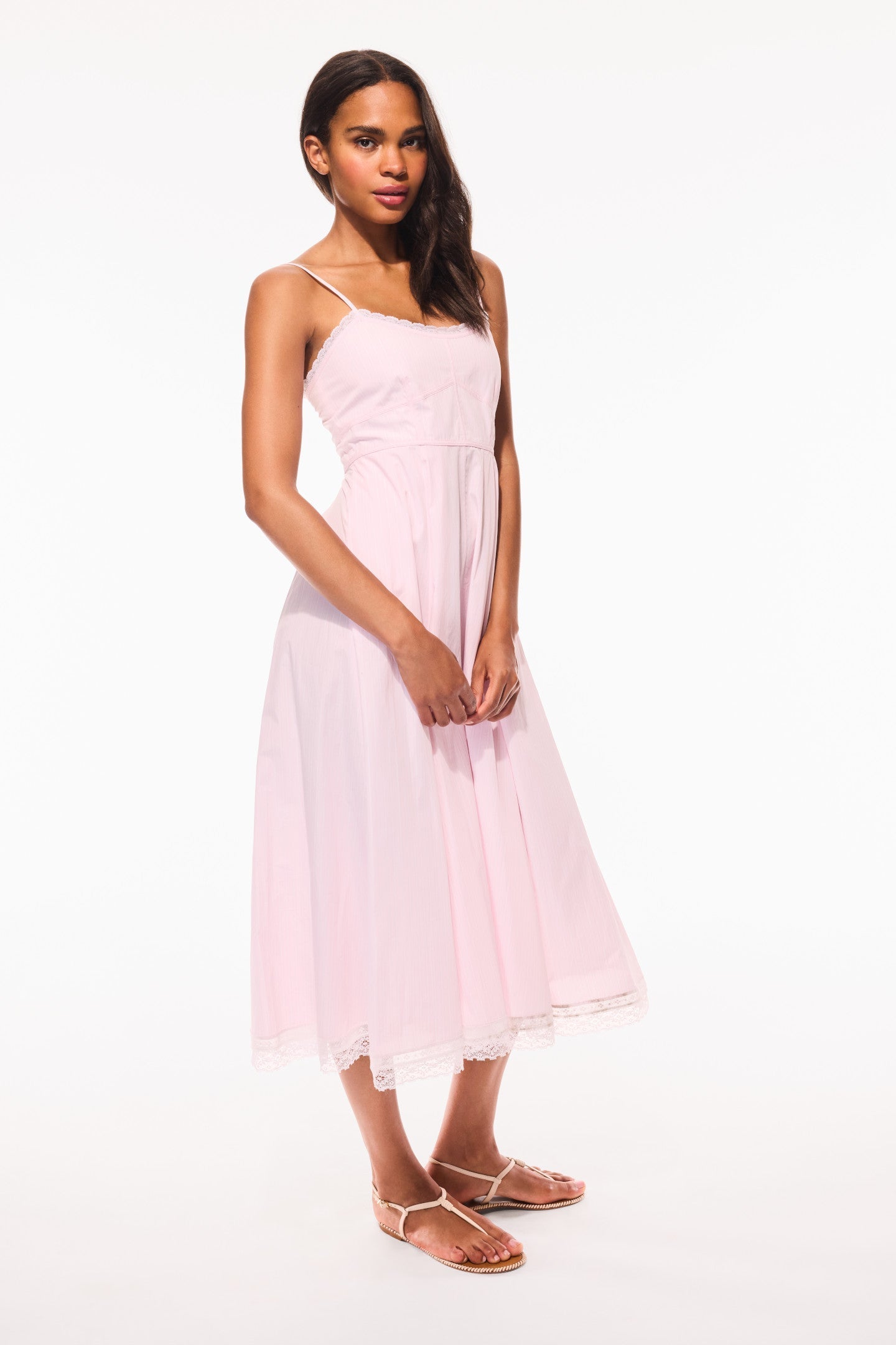 Sandara Cotton Pinstripe Midi Dress