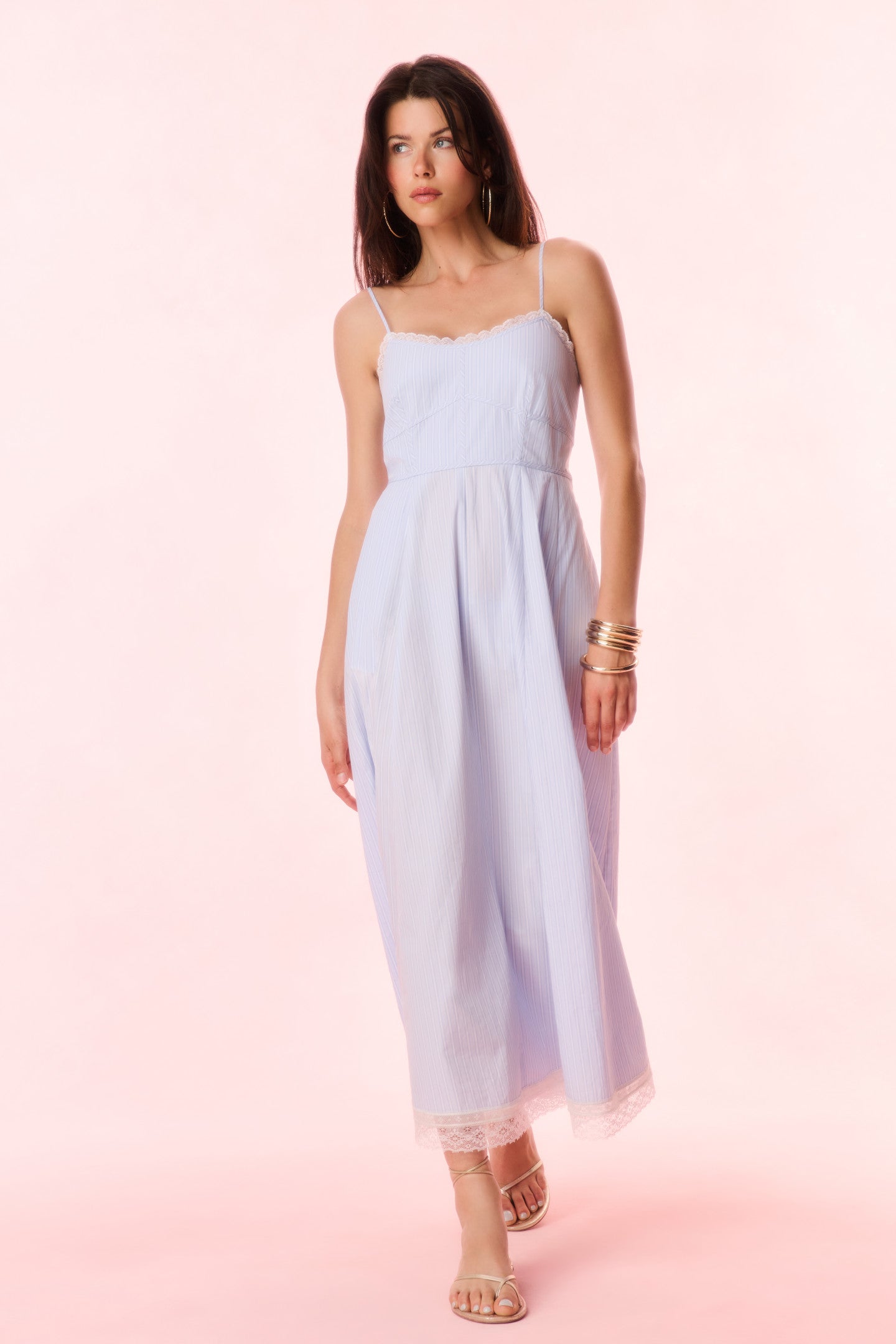 Sandara Cotton Pinstripe Midi Dress