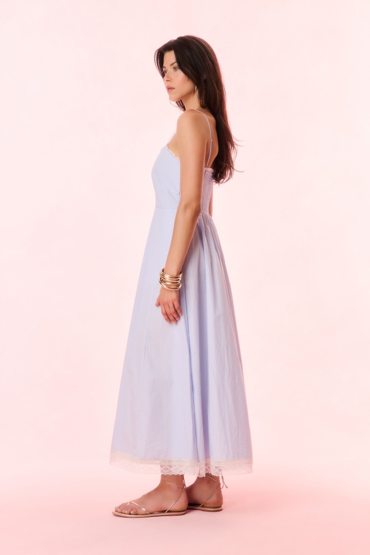 Sandara Cotton Pinstripe Midi Dress