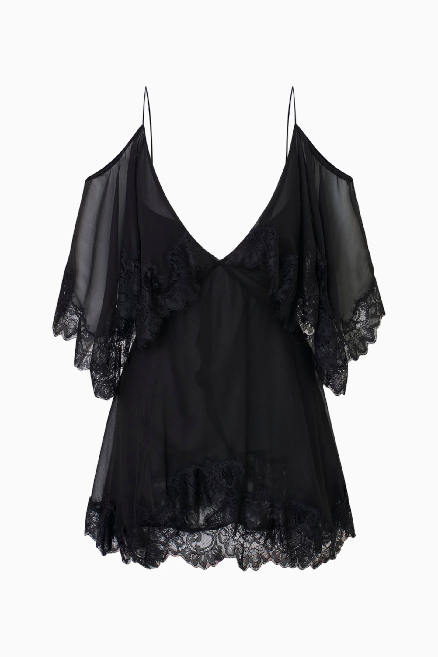 Selune Silk Lace-Trimmed Mini Dress